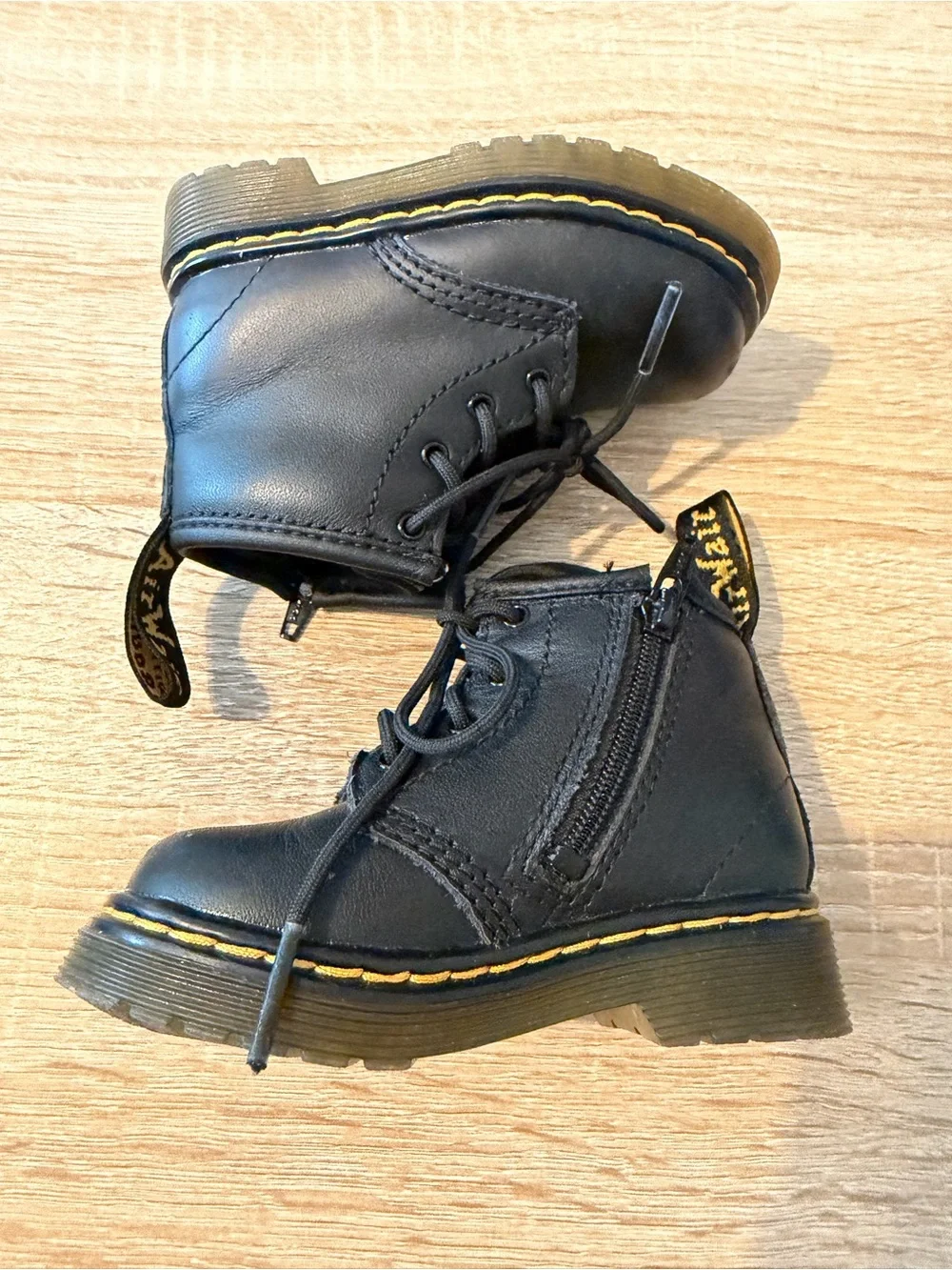 Dr. Martens Black Leather Lace Up Side Zipper Boots Toddler Size 5